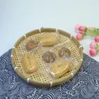 Bamboo Woven Basket Tray Flat Wicker Round Fruit Basket Woven Food Storage S _vf