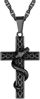 [PROSTEEL] Mens Black Cross Chain Necklaces Pendant Snake For Women Faith Necklace Amulet Jewellery
