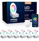 Peteme 6 Pack 4-inch LED Smart RGBCW Recessed Lights, Color Changing, Alexa