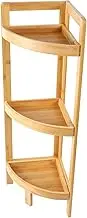 BAMHIGHS 3-Tier Bamboo Corner Shelf, Plant Corner Display Shelf, Multipurpose Shelving Unit for Small Space, Living Room, Easy Assembly, Natural