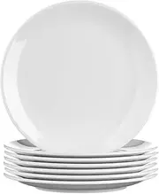 SECO 7"/18cm Round Melamine Plate, Pack of 6, Durable and Scratch Resistant - White