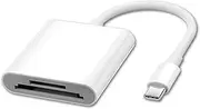 [Apple MFi Certified] USB C to SD Card Camera Reader for iPhone 15, Dual Card Slot Micro SD/SD Memory Card Reader Adapter, Trail Game Camera Viewer for iPhone 15/15 Plus/15 Pro/15 Pro Max, iPad Pro
