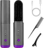 PRO Portable Straightener Brush Rechargeable Cordless Mini Hair Straightener Comb Fast Heating for Travel, Professional Salon, Home Negative Ions Anti-Scald Straight Hair Brush