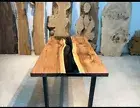 Black Epoxy Resin River Table Hardwood Dining Table Home Decor 180x90