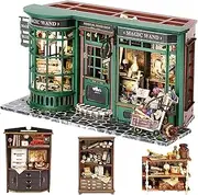 Spilay DIY Miniature Dollhouse Wooden Furniture Kit,Handmade Mini Modern Model Plus with Dust Cover & Music Box ,1:24 Scale Creative Doll House Toys for Lover Gift (Book Store with dust Music)