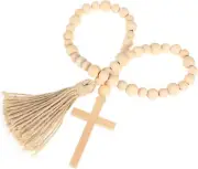 NOLITOY Wooden Beads String with Cross Farmhouse Beaded Wood Bead...