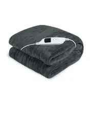 [Laura Hill] Heated Electric Blanket Throw Rug Coral Warm Fleece Winter Grey