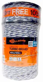 Gallagher G62148 Electric Fence Turbo Braid Combo Roll, 1,312-Ft. - Quantity 4