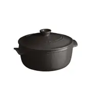Emile Henry 5.2L/28cm Ceramic Round Stewpot Food Cooking Pot w/ Lid Charcoal