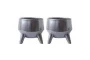 2x Rayell 15cm Flower Plant Display Pot Planter Couldron Home Garden Decor Black