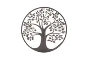 Willow & Silk Laser Cut Round Tree of Life w/ Heart Leaves Wall Art 60cm Brown