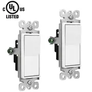 Decora Rocker Single-Pole Light Switch Wall Residential Grade Self-Grounding UL