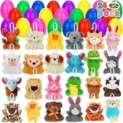 Easter Eggs Basket Stuffers Toys - 24 Packs Plush Animal Party Fvors Easter Basket Stuffers Fillers for Easter Eggs Hunt Boys Girls Toddlers (Not Pre-filled)