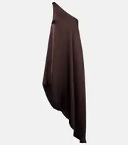 [Norma Kamali] Norma Kamali One-shoulder satin midi dress AU 12 brown