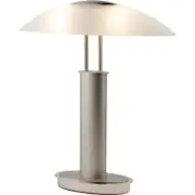 Nickel Table Lamp with Oval Canoe-Shaped Frosted Glass Shade 3-Way Touch Switch