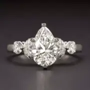 2ct GIA CERTIFIED G SI2 DIAMOND ENGAGEMENT RING PLATINUM DESIGNER PEAR SHAPE 1.5