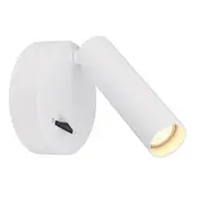 Milan 1 Light LED Adjustable Wall Spotlight with Toggle Switch in White