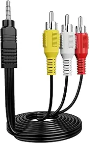 FAWETTY 3.5 mm to RCA AV Camcorder Video Cable,3.5mm 18 TRRS Male to 3 RCA Male Plug Adapter Cord for TV,Smartphones,MP3, Tablets,Speakers,Home Theater - 5ft1.5M