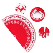 48 Inch Red Snowflake Reindeer Knitted Christmas Tree Stands Skirt Xmas Decor