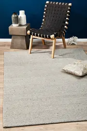 Oskar Felted Wool Striped Rug Grey