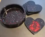 Taylor Swift Inspired Handmade Heart Coasters w/ holder YOU PICK. OOAK Set of 4