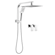 10" Square Ultrathin Shower Head Set With Taps Handheld Heads Gooseneck Wall Arm Chrome WELS