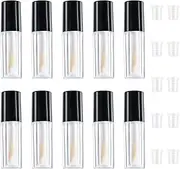 10 Pack Clear Mini Lip Gloss Tubes Empty Lip Balm Containers Lip Gloss Bottles for Lipstick Samples Makeup DIY Lip Gloss Tube with Wand 1.2ml Plastic Refillable Cosmetic Container for Travel (Black)