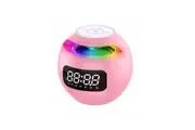 Bluetooth Speaker Alarm Clock Colorful Subwoofer With LED Display FM Radio Music Play-Pink