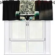 LHBWCVN Skate Boards Valances for Windows, Rod Pocket Window Treatment Drapes Farmhouse Kitchen Curtains Short Blackout Window Curtains for Living Room Bedroom Decor 54x18 Inch