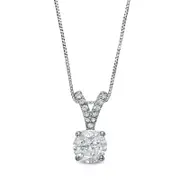1 CT. T.W. Natural Diamond "V" Drop Pendant in 14K White Gold (J/I3) - 18.25"