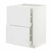 METOD / MAXIMERA base cab f hob/2 fronts/2 drawers, white/Stensund white, 60x60x80 cm