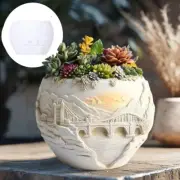 Gypsum Scenic Cliffs Mountains Planter Silicone Mold Bridge Flowerpots Pot Mould