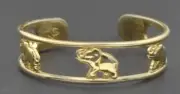 10K Real Yellow Solid Gold lucky Elephant Shaped Toe Ring Adjustable 4.1mm 0.7gr