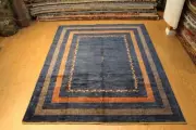 _HAND_MADE_ 8X10 FT. GABBA DESIGN Made out of Vegetable Dyed wool Blue