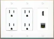 1 Port CAT6-SHIELDED HD Wall Plate-2 Outlet White