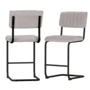 Artiss 2x Bar Stools Kithen Dining Chairs Velvet Padded Stool Metal Grey