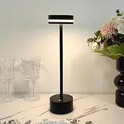 Shenzhi Tech Modern LED Table Lamp, USB Rechargeable Desk Lamp, Touch Controlled Dimmable Indoor Night Light for Home Decor Bedside Room (Black)