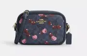 Coach Denim Multi Jamie Cherry Print Signature Coated Canvas Camera Bag (CR135)