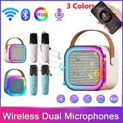 Portable Bluetooth Mini Karaoke Machine Speaker Karaoke w 2 Wireless Microphones