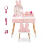 HONEY JOY 2 in 1 Kids Vanity Dressing Table Set Makeup Desk Stool w/ Mirror