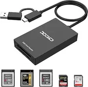 XQD SD Card Reader, USB 3.0 High-Speed Dual Slots XQD SD Memory Card Reader Adapter [USB/USB-C] Compatible with Sony G/M Series, USB Mark XQD Card for Windows XP/Mac OS/Chrome OS/Linux, etc