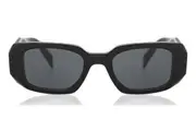 Prada Symbole Sunglasses - Women Luxury Rectangle PR17WS 1AB5S0 - Black Frame - Dark Grey Lens