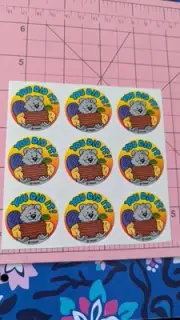 Vintage Trend Scratch N Sniff Stinky Stickers Beaver You Did It Partial Sheet