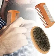 Beard Kit Men Beard Mustache Oval Brush + Comb Facial Beard Shaving Cleaning Grooming Kit Great Present for Father’s Day, Valentine’s Day