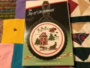 VintageCeramic Tile Trivet Christmas Winter Scene Black Cast Iron Frame Lot#0200