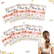 CORNER LACE Horse Theme Hair Ties Set - Western Cowgirl Elastic Ribbon Hair Ties with Thank You for Celebrating with Us Cards, Floral Horse Bands Derby Hair Accessories for Birthday Baby Shower