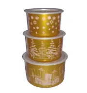 Tupperware One Touch Christmas Holiday Gold Canister Set of 3 NEW Nests Stacks