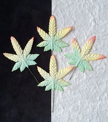 5 Large Japanese Maple Leaves variegated leaf Cards Floral Design Autumn party