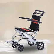 Lightweight Aluminium Wheelchair, Aluminum Transport Chair for Children and Adults Portable Boarding Travel Folding Footrest