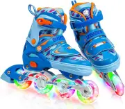 *NEW* LOCAVUN Adjustable Light up Inline Skates Kids Hard Shell Roller Small